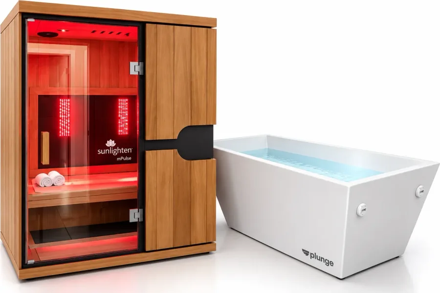 Our Sunlighten mPulse infrared sauna and Plunge cold plunge, the two halves of contrast therapy
